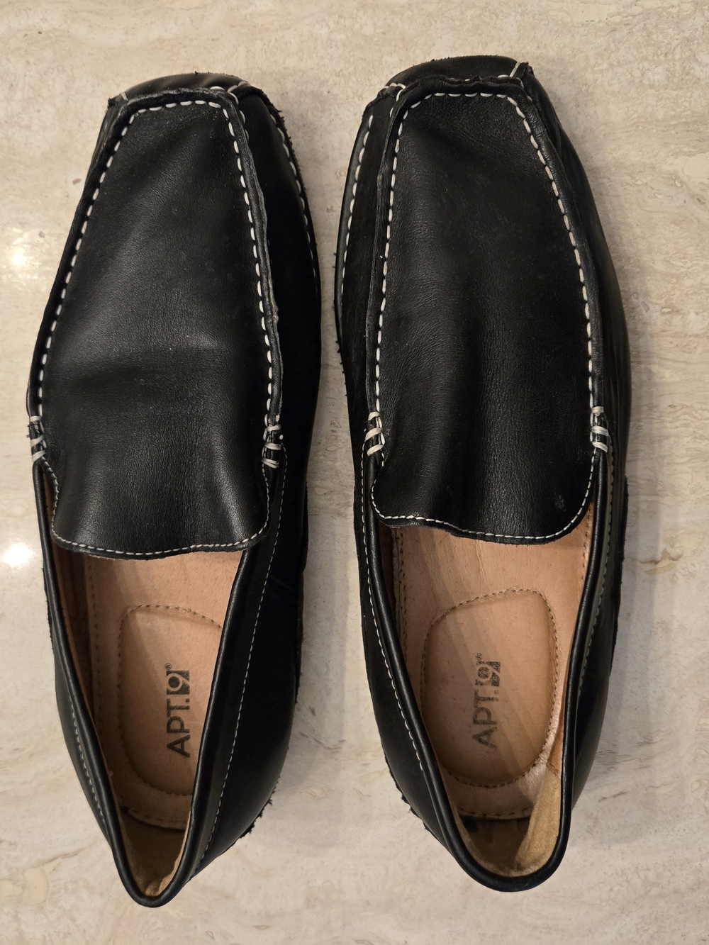 Apt. 9 Men's Black Leather Slip-On Loafers Size 8 Medium